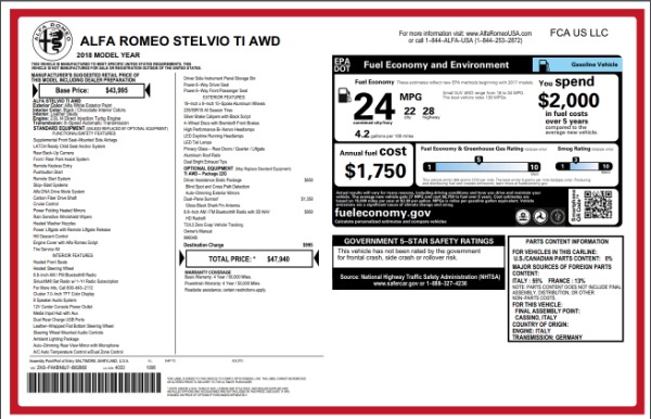 New 2018 Alfa Romeo Stelvio Ti Q4 for sale Sold at Rolls-Royce Motor Cars Greenwich in Greenwich CT 06830 26