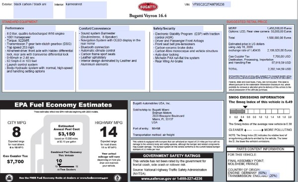 Used 2010 Bugatti Veyron 16.4 Sang Noir for sale Sold at Rolls-Royce Motor Cars Greenwich in Greenwich CT 06830 22