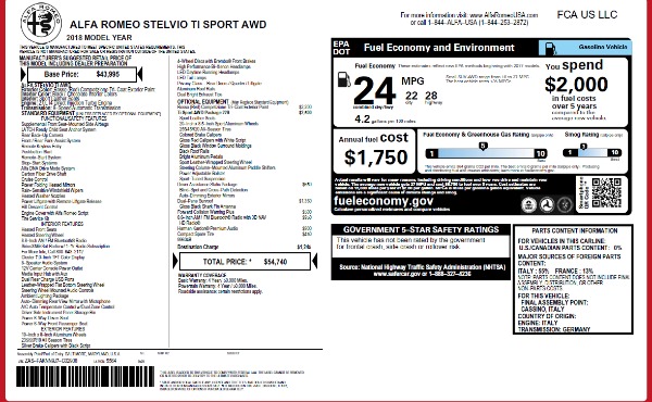 New 2018 Alfa Romeo Stelvio Ti Sport Q4 for sale Sold at Rolls-Royce Motor Cars Greenwich in Greenwich CT 06830 2