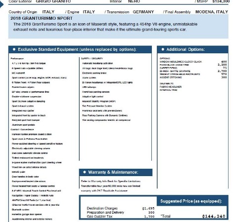 New 2018 Maserati GranTurismo Sport for sale Sold at Rolls-Royce Motor Cars Greenwich in Greenwich CT 06830 24