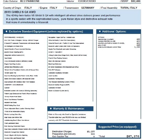 New 2019 Maserati Ghibli S Q4 for sale Sold at Rolls-Royce Motor Cars Greenwich in Greenwich CT 06830 26
