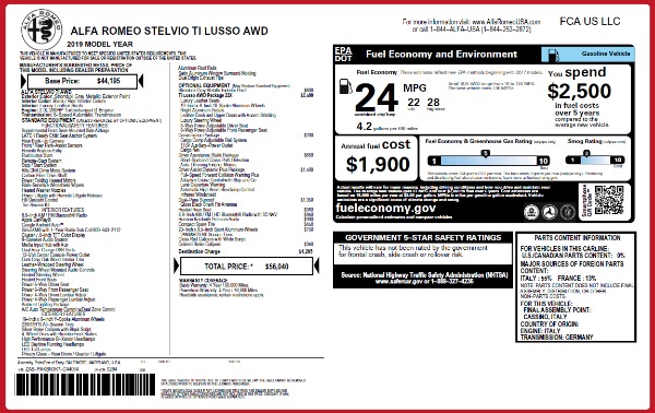 New 2019 Alfa Romeo Stelvio Ti Lusso Q4 for sale Sold at Rolls-Royce Motor Cars Greenwich in Greenwich CT 06830 21