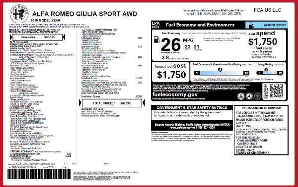 New 2019 Alfa Romeo Giulia Sport Q4 for sale Sold at Rolls-Royce Motor Cars Greenwich in Greenwich CT 06830 24