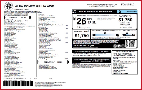 New 2019 Alfa Romeo Giulia Q4 for sale Sold at Rolls-Royce Motor Cars Greenwich in Greenwich CT 06830 26
