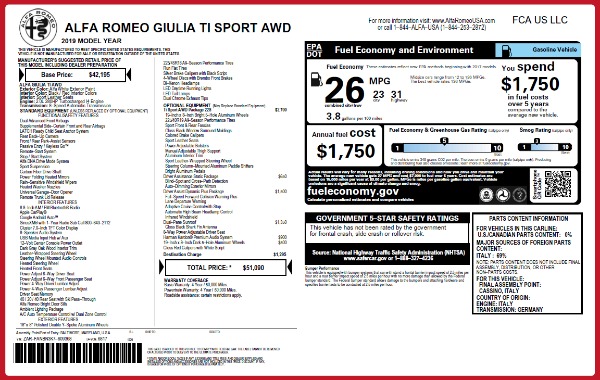 New 2019 Alfa Romeo Giulia Ti Sport Q4 for sale Sold at Rolls-Royce Motor Cars Greenwich in Greenwich CT 06830 26