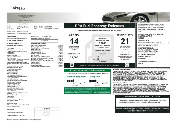 Used 2012 Aston Martin V8 Vantage S Coupe for sale Sold at Rolls-Royce Motor Cars Greenwich in Greenwich CT 06830 21