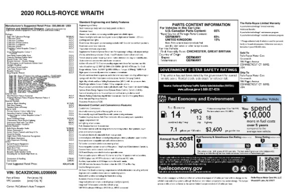 New 2020 Rolls-Royce Wraith Eagle for sale Sold at Rolls-Royce Motor Cars Greenwich in Greenwich CT 06830 8