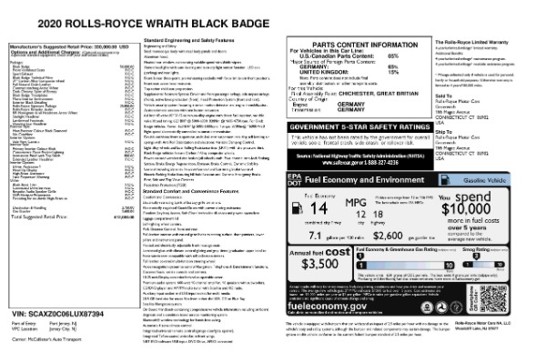 New 2020 Rolls-Royce Wraith Black Badge for sale Sold at Rolls-Royce Motor Cars Greenwich in Greenwich CT 06830 26