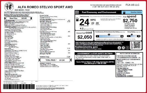 New 2020 Alfa Romeo Stelvio Sport Q4 for sale Sold at Rolls-Royce Motor Cars Greenwich in Greenwich CT 06830 2