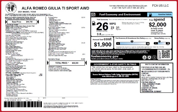 New 2021 Alfa Romeo Giulia Ti Sport Q4 for sale Sold at Rolls-Royce Motor Cars Greenwich in Greenwich CT 06830 19