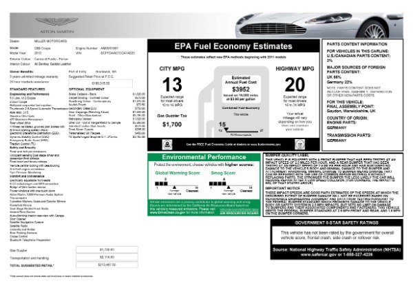 Used 2012 Aston Martin DB9 for sale Sold at Rolls-Royce Motor Cars Greenwich in Greenwich CT 06830 21