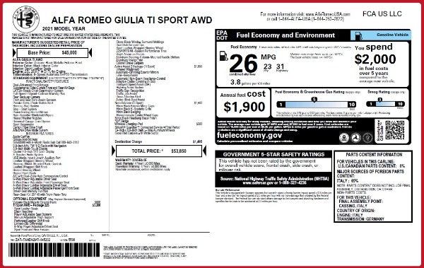 New 2021 Alfa Romeo Giulia Ti Sport Q4 for sale Sold at Rolls-Royce Motor Cars Greenwich in Greenwich CT 06830 25