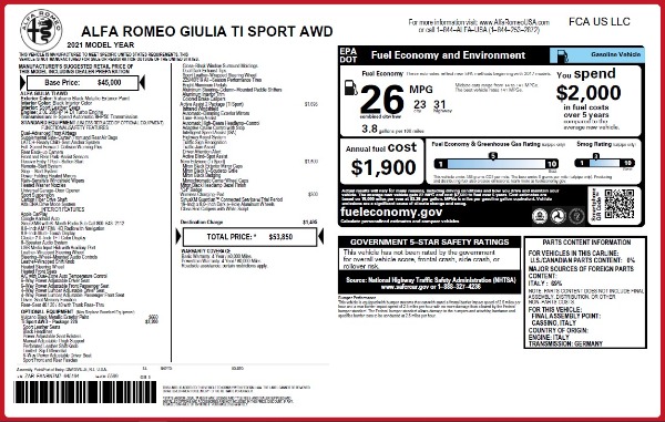 New 2021 Alfa Romeo Giulia Ti Sport Q4 for sale Sold at Rolls-Royce Motor Cars Greenwich in Greenwich CT 06830 24