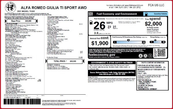 New 2021 Alfa Romeo Giulia Ti Sport Q4 for sale Sold at Rolls-Royce Motor Cars Greenwich in Greenwich CT 06830 2