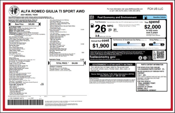 New 2021 Alfa Romeo Giulia Ti Sport for sale Sold at Rolls-Royce Motor Cars Greenwich in Greenwich CT 06830 27