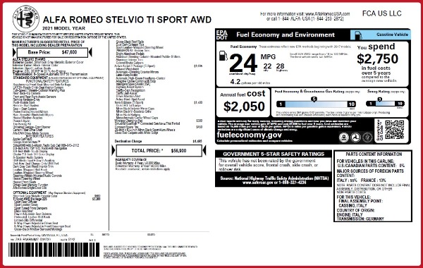 New 2021 Alfa Romeo Stelvio Ti Sport Q4 for sale Sold at Rolls-Royce Motor Cars Greenwich in Greenwich CT 06830 24