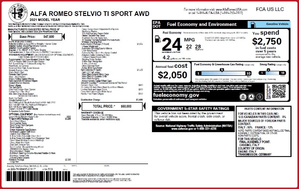 New 2021 Alfa Romeo Stelvio Ti Sport Q4 for sale Call for price at Rolls-Royce Motor Cars Greenwich in Greenwich CT 06830 2
