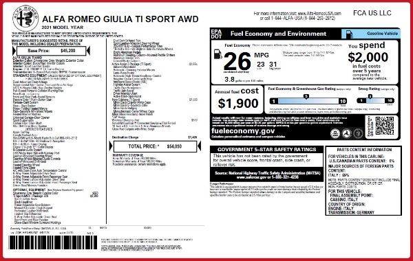 New 2021 Alfa Romeo Giulia Ti Sport Q4 for sale Sold at Rolls-Royce Motor Cars Greenwich in Greenwich CT 06830 2
