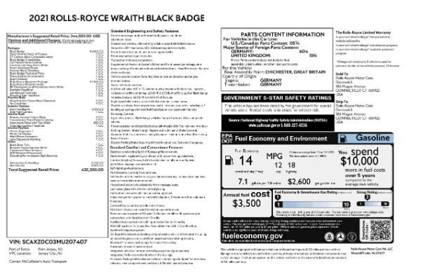 New 2021 Rolls-Royce Wraith Black Badge for sale Sold at Rolls-Royce Motor Cars Greenwich in Greenwich CT 06830 9