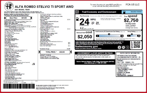 New 2021 Alfa Romeo Stelvio Ti Sport Q4 for sale Sold at Rolls-Royce Motor Cars Greenwich in Greenwich CT 06830 24
