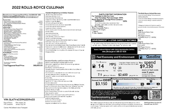 New 2022 Rolls-Royce Cullinan for sale Sold at Rolls-Royce Motor Cars Greenwich in Greenwich CT 06830 9