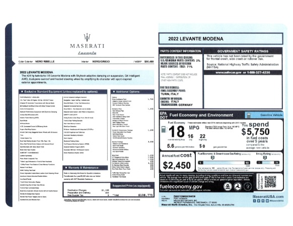 New 2022 Maserati Levante Modena for sale Sold at Rolls-Royce Motor Cars Greenwich in Greenwich CT 06830 24