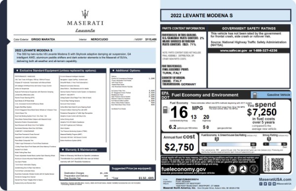 New 2022 Maserati Levante Modena S for sale $132,685 at Rolls-Royce Motor Cars Greenwich in Greenwich CT 06830 22