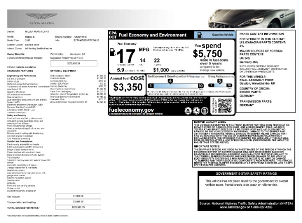 Used 2015 Aston Martin Rapide S for sale Sold at Rolls-Royce Motor Cars Greenwich in Greenwich CT 06830 17