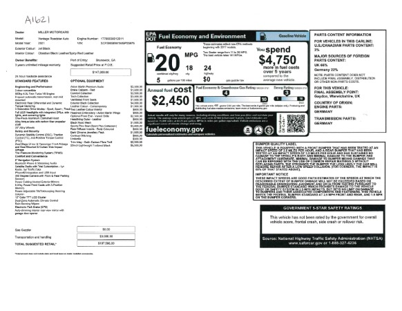 New 2021 Aston Martin Vantage Roadster for sale Sold at Rolls-Royce Motor Cars Greenwich in Greenwich CT 06830 26