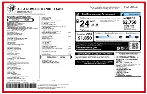 New 2022 Alfa Romeo Stelvio Ti for sale $57,240 at Rolls-Royce Motor Cars Greenwich in Greenwich CT 06830 2