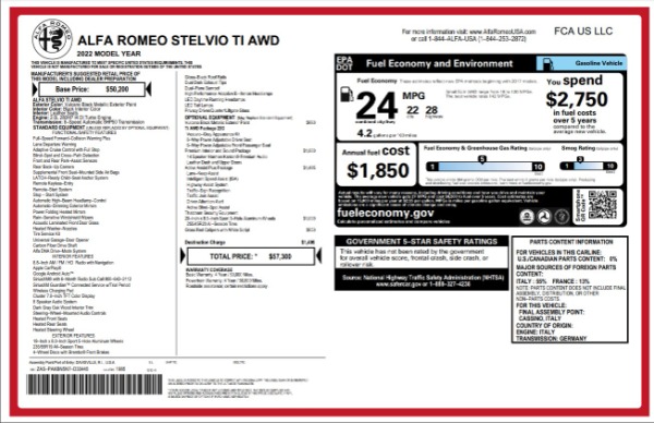 New 2022 Alfa Romeo Stelvio Ti for sale $57,300 at Rolls-Royce Motor Cars Greenwich in Greenwich CT 06830 2