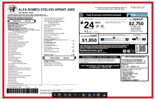 New 2022 Alfa Romeo Stelvio Sprint for sale Sold at Rolls-Royce Motor Cars Greenwich in Greenwich CT 06830 22