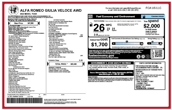 Used 2022 Alfa Romeo Giulia Veloce for sale Sold at Rolls-Royce Motor Cars Greenwich in Greenwich CT 06830 21