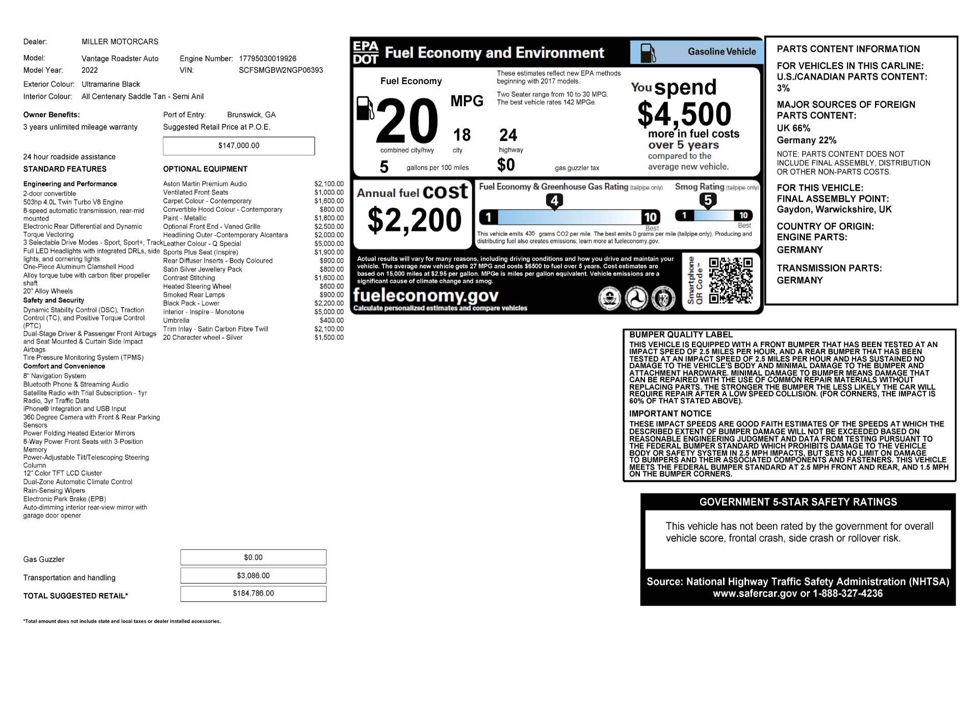 New 2022 Aston Martin Vantage Roadster for sale Sold at Rolls-Royce Motor Cars Greenwich in Greenwich CT 06830 1