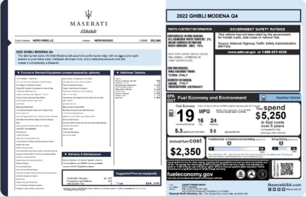 New 2022 Maserati Ghibli Modena Q4 for sale $84,457 at Rolls-Royce Motor Cars Greenwich in Greenwich CT 06830 28