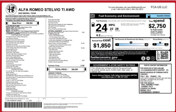 New 2022 Alfa Romeo Stelvio Ti for sale Sold at Rolls-Royce Motor Cars Greenwich in Greenwich CT 06830 20