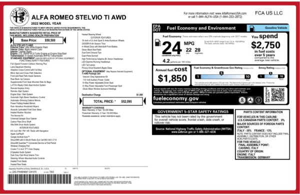 New 2022 Alfa Romeo Stelvio Ti for sale $52,095 at Rolls-Royce Motor Cars Greenwich in Greenwich CT 06830 27