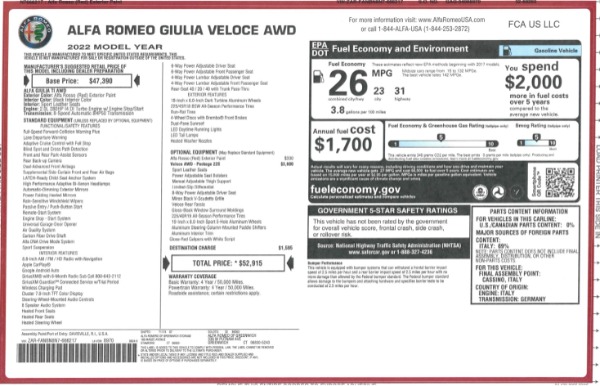 Used 2022 Alfa Romeo Giulia Veloce for sale $29,900 at Rolls-Royce Motor Cars Greenwich in Greenwich CT 06830 25