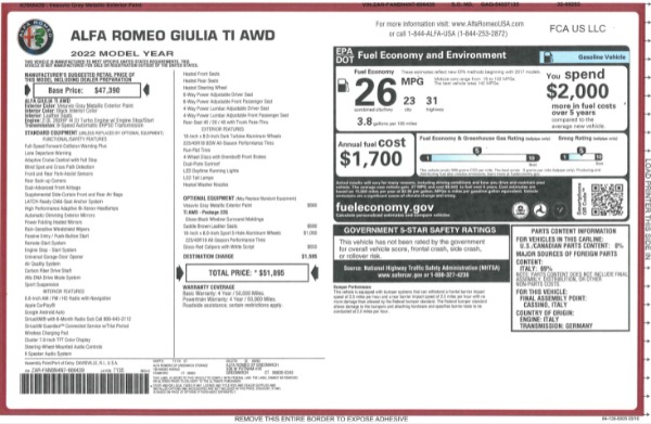 New 2022 Alfa Romeo Giulia Ti for sale Sold at Rolls-Royce Motor Cars Greenwich in Greenwich CT 06830 2