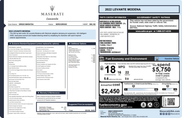 Used 2022 Maserati Levante Modena for sale $39,995 at Rolls-Royce Motor Cars Greenwich in Greenwich CT 06830 20