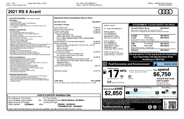Used 2021 Audi RS 6 Avant 4.0T quattro Avant for sale Sold at Rolls-Royce Motor Cars Greenwich in Greenwich CT 06830 26
