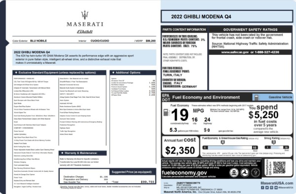 New 2022 Maserati Ghibli Modena Q4 for sale Sold at Rolls-Royce Motor Cars Greenwich in Greenwich CT 06830 24