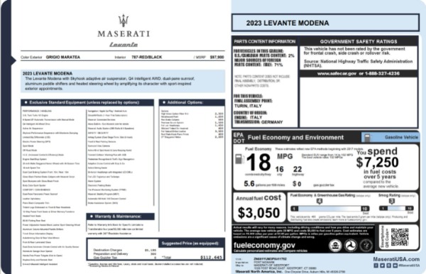 New 2023 Maserati Levante Modena for sale $112,645 at Rolls-Royce Motor Cars Greenwich in Greenwich CT 06830 24