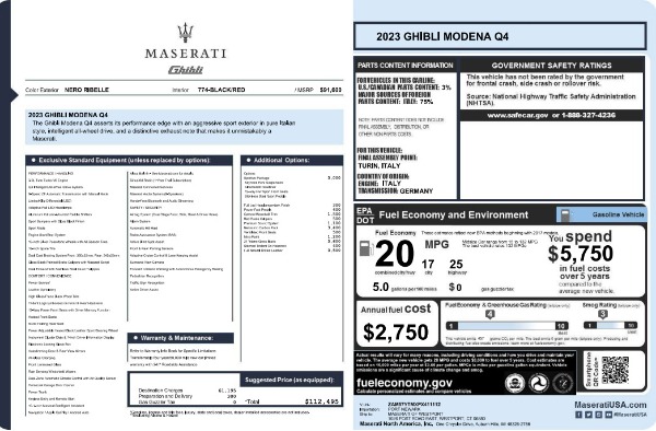 New 2023 Maserati Ghibli Modena Q4 for sale $112,495 at Rolls-Royce Motor Cars Greenwich in Greenwich CT 06830 26