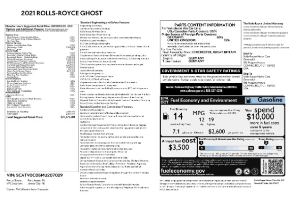 Used 2021 Rolls-Royce Ghost for sale $339,900 at Rolls-Royce Motor Cars Greenwich in Greenwich CT 06830 23
