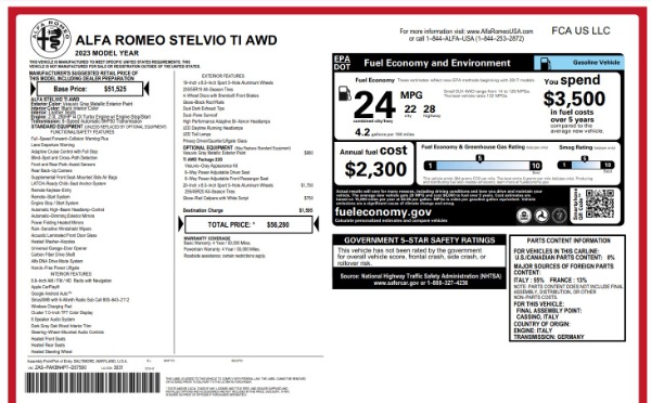 New 2023 Alfa Romeo Stelvio Ti for sale $55,655 at Rolls-Royce Motor Cars Greenwich in Greenwich CT 06830 21