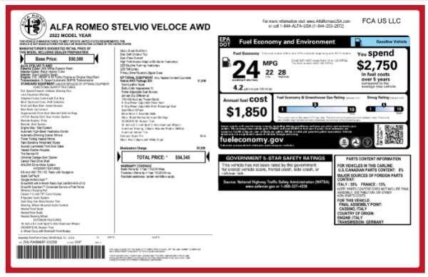 New 2022 Alfa Romeo Stelvio Veloce for sale $54,345 at Rolls-Royce Motor Cars Greenwich in Greenwich CT 06830 21