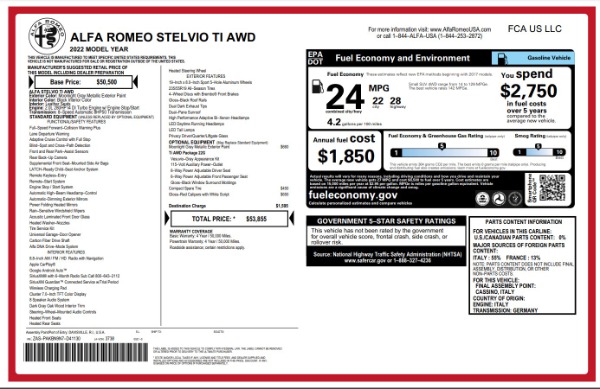 New 2022 Alfa Romeo Stelvio Ti for sale $53,855 at Rolls-Royce Motor Cars Greenwich in Greenwich CT 06830 20