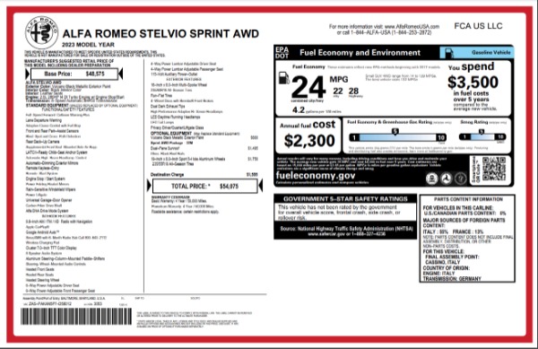 New 2023 Alfa Romeo Stelvio Sprint for sale $54,075 at Rolls-Royce Motor Cars Greenwich in Greenwich CT 06830 22