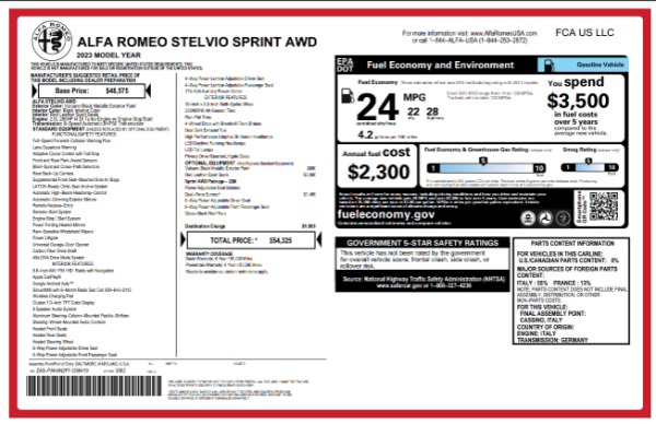 New 2023 Alfa Romeo Stelvio Sprint for sale $54,325 at Rolls-Royce Motor Cars Greenwich in Greenwich CT 06830 25